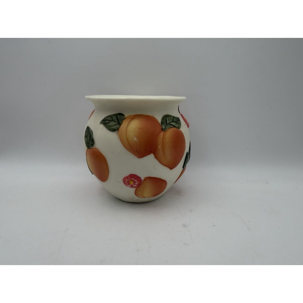 Vintage Claire Burke Peach Potpourri Jar Cachepot Ceramic Planter